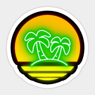 Retro sun Neon Palm Trees D-Lite Sticker